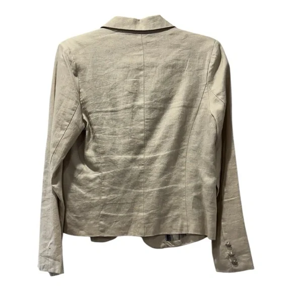 Women's Medium Beige Linen Blazer - Picture 2 of 9
